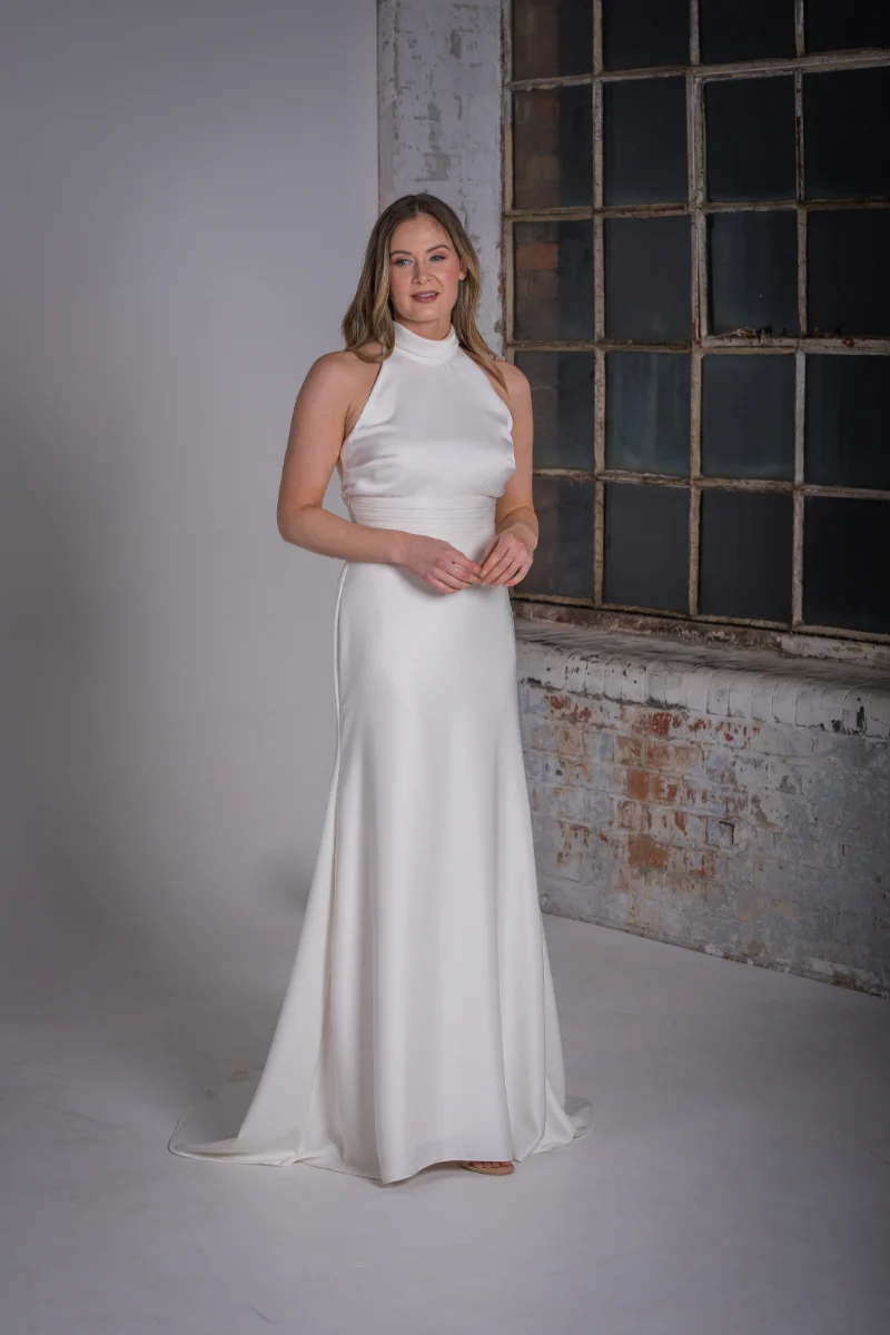 Cora main Halter Neck Satin Wedding Dress front Orchid Collection Natalya James 2025-375.png