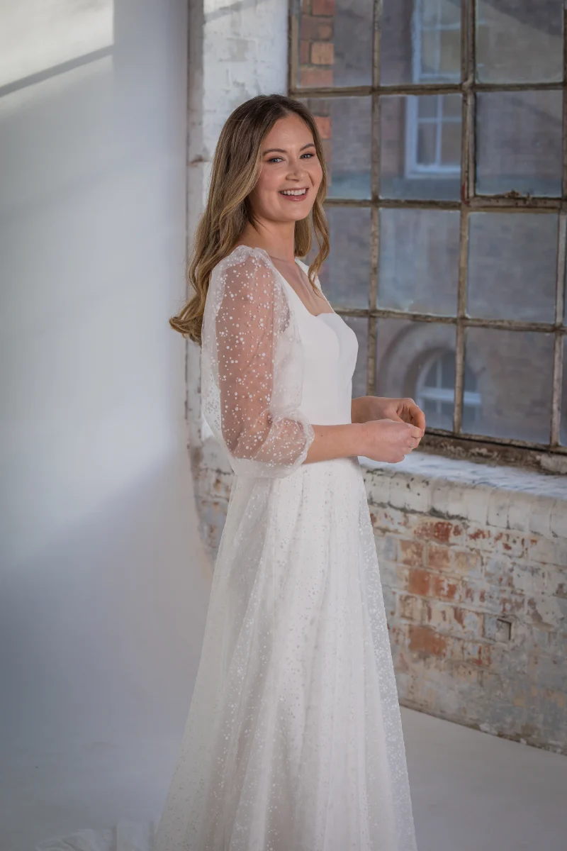Caitlyn with Polka Dot sleeves and Overskirt close Orchid Collection Natalya James 2025-125.png